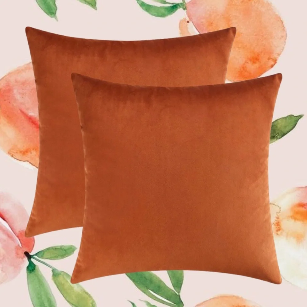 Luxury Home | Set of 2 Soft Velvet Burnt Orange 🍂 Throw Pillow Covers